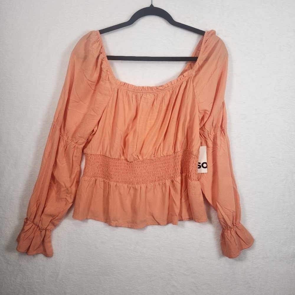 SO juniors' cropped smocked romantic top - JUNIORS XL - Picture 3 of 9